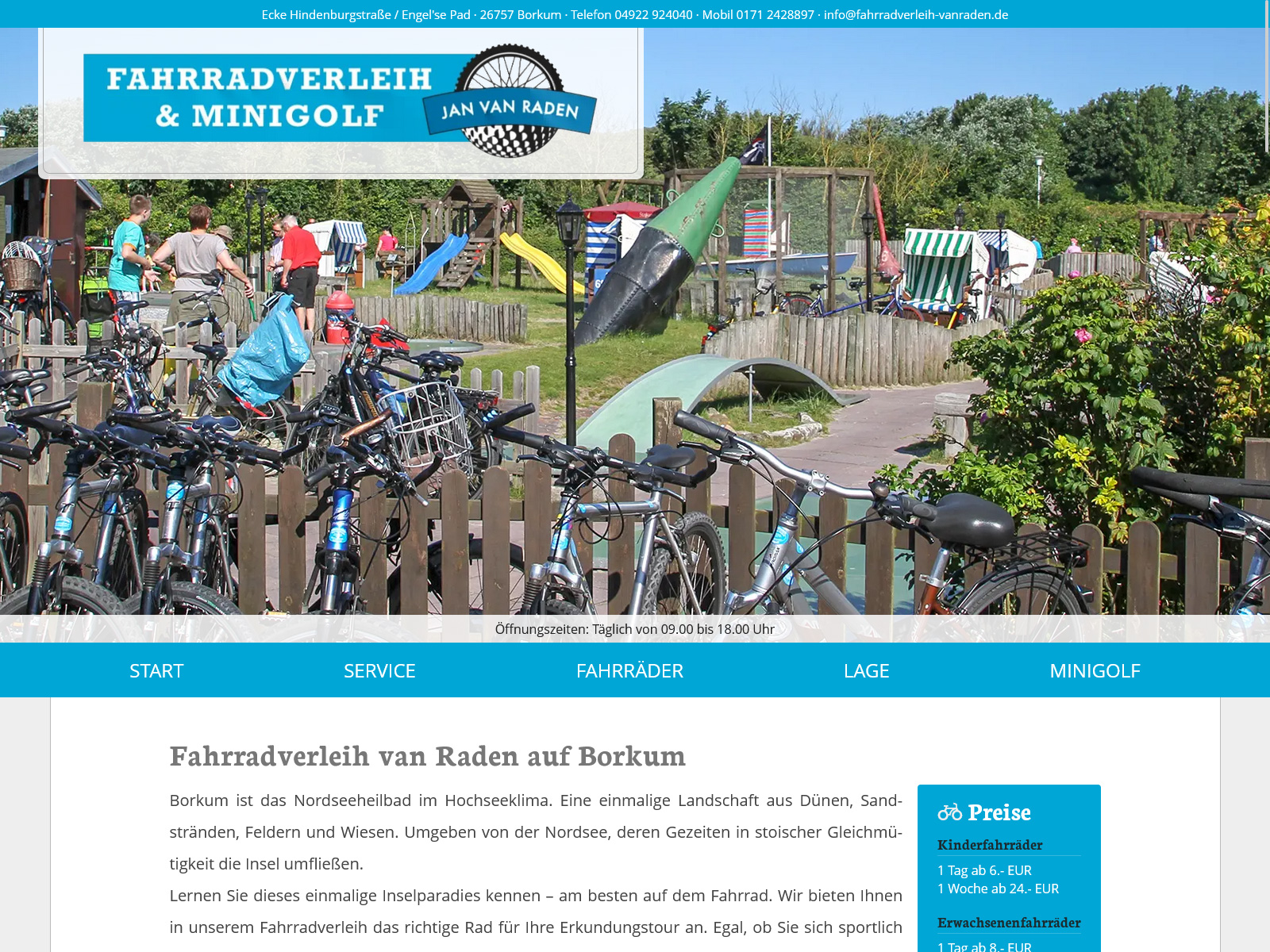 Fahrradvereih und Minigolf van Raden